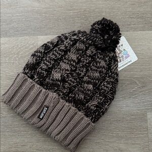 Muk Luks Kids Brown and Gray Knit Pom Beanie